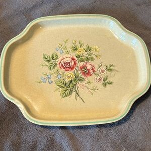 Vintage Avon Floral Metal Decorative Tray